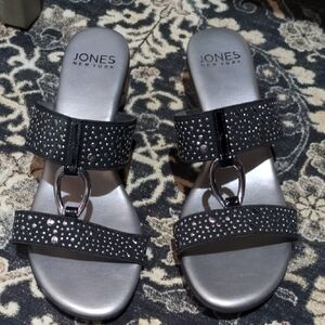 Jones New York Black Rhinestone Sandals
